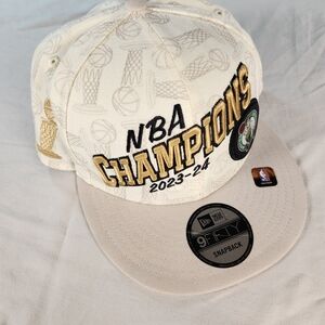 New Era Boston Celtics NBA Champions 9FIFTY 2024 Snapback Hat Cream Adjustable